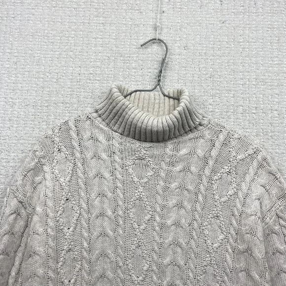 VTG 90's Cotton Road Cable Knit Turle Neck Sweater Wom Sz L Scandinavian Sailor - Picture 2 of 12